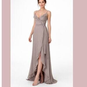 100% Silk Joanna August Wrap Maxi Gown